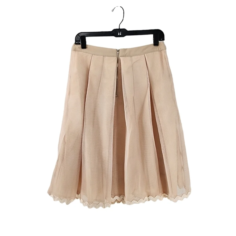 English Factory Women's Pleated Mesh Overlay A-Line Skirt